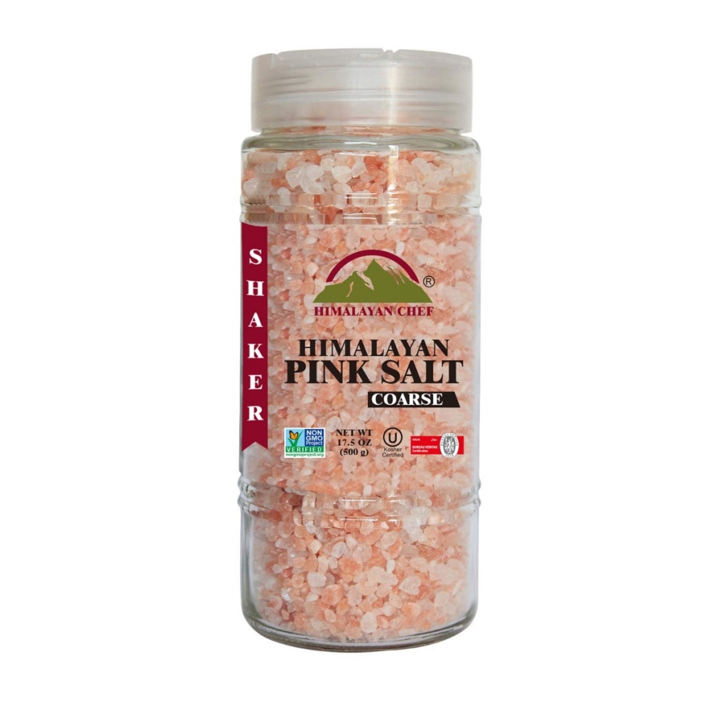 Himalayan Pink Salt Coarse Glass Shaker - 17.5 oz