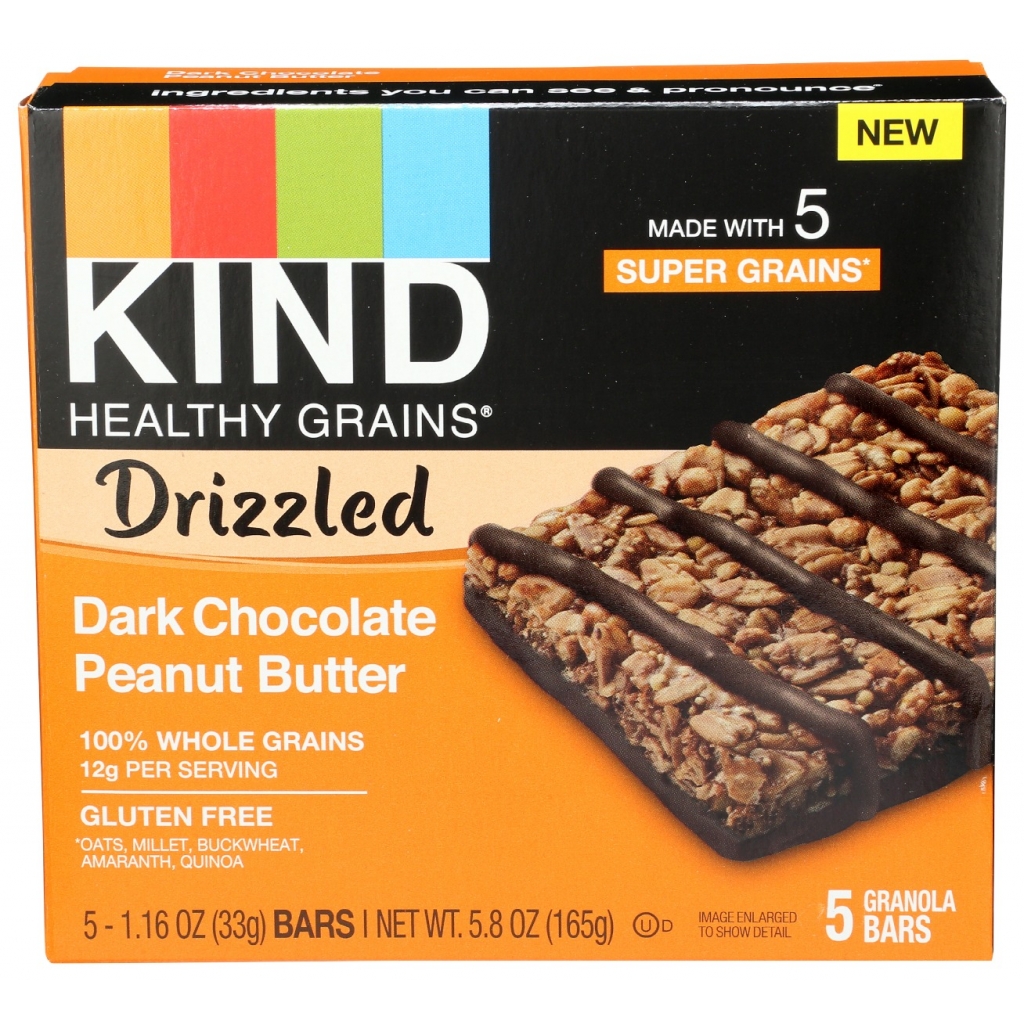 Dark Chocolate Drizzled Peanut Butter Bar - Indulgent Snack