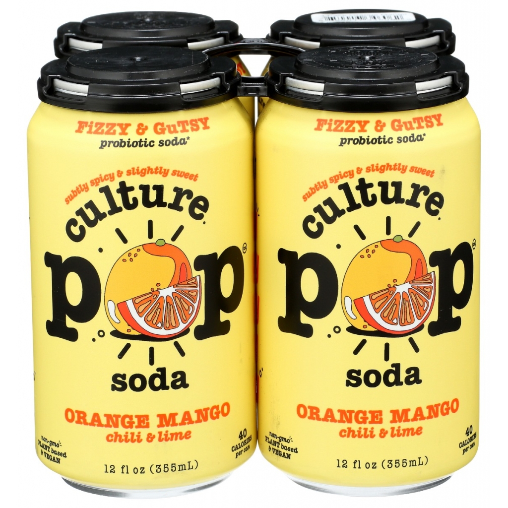 CULTURE POP Probiotic Orange Mango Soda - 4 Pack