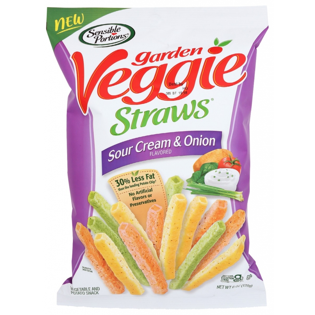 Garden Veggie Straws - Sour Cream And Onion Flavored, 6 oz