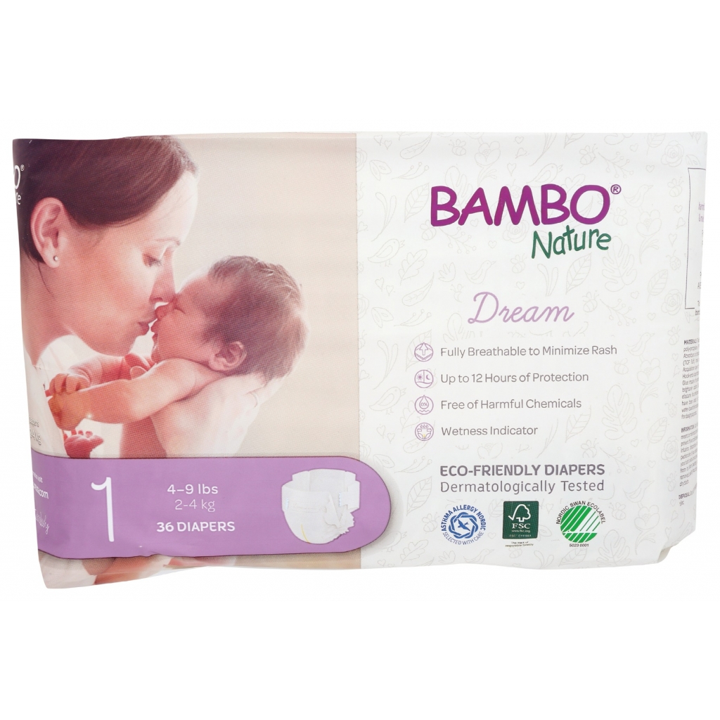 Bambo Nature Size 1 Baby Diapers, Eco-Friendly Protection