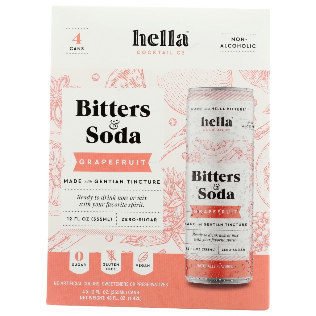 Bitters & Soda Grapefruit 4Pk, 48 oz