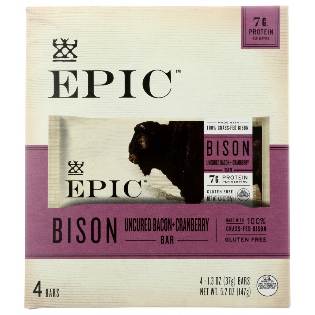 Bison Bacon Cranberry Protein Bars - 4 Pack