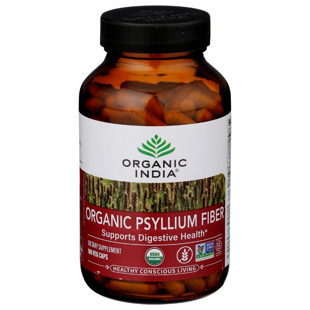 Premium Organic Psyllium Fiber Supplement - 180 Vegetarian Capsules