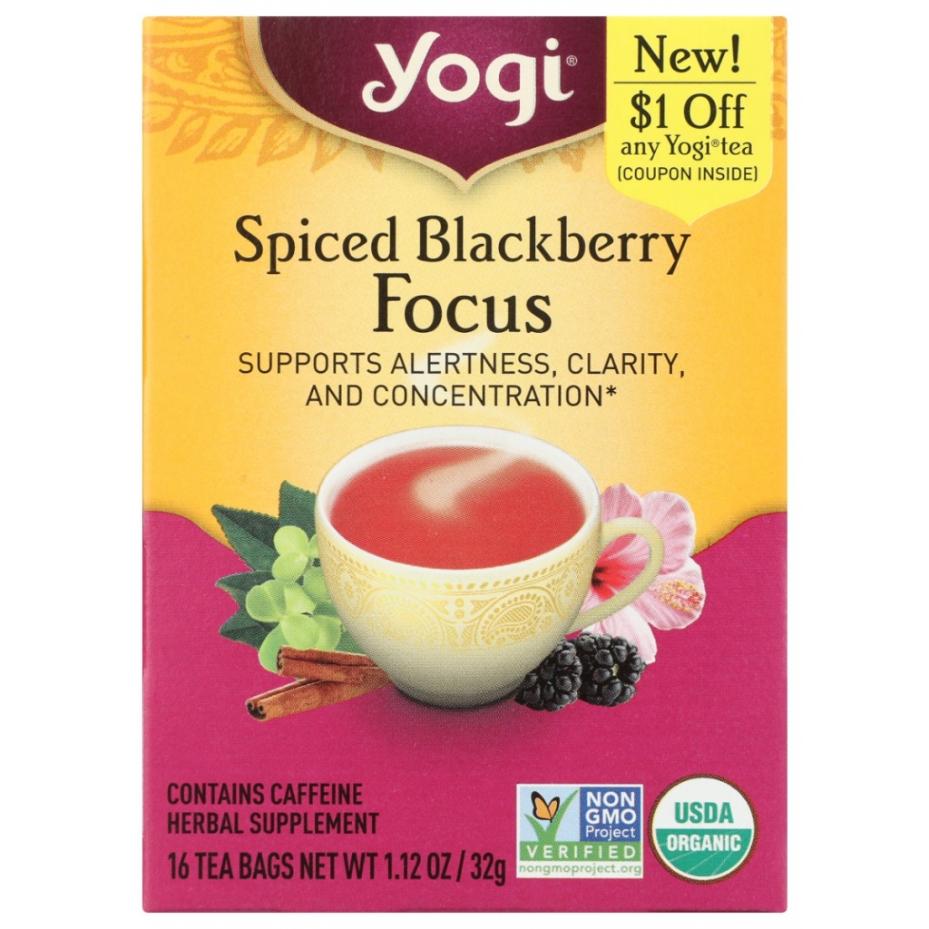 Yogi Spiced Blackberry Focus Tea - 16 bags - Herbal Infusion