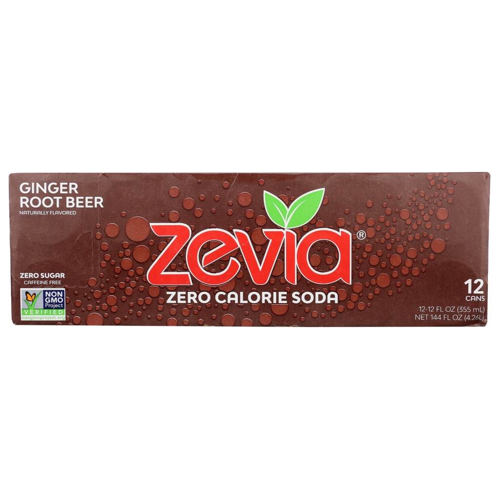 Zevia Zero Calorie Ginger Root Beer Soda - 144 fl oz