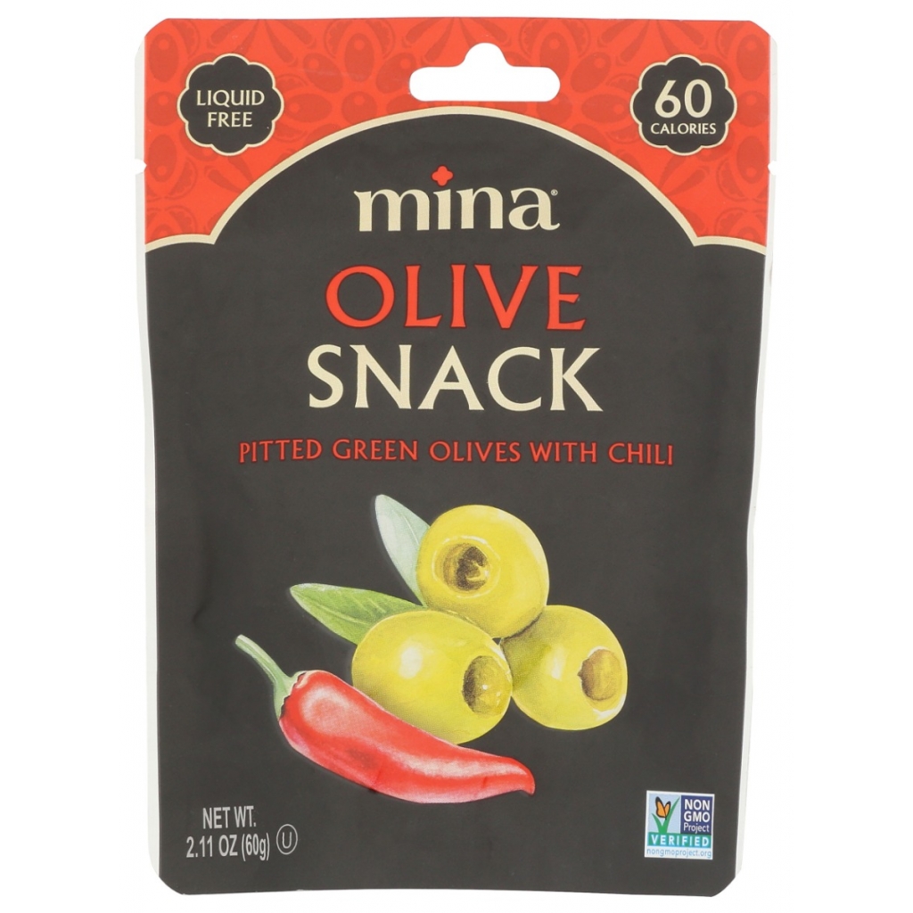 Chili-Infused Pitted Green Olives Snack - 2.11 oz