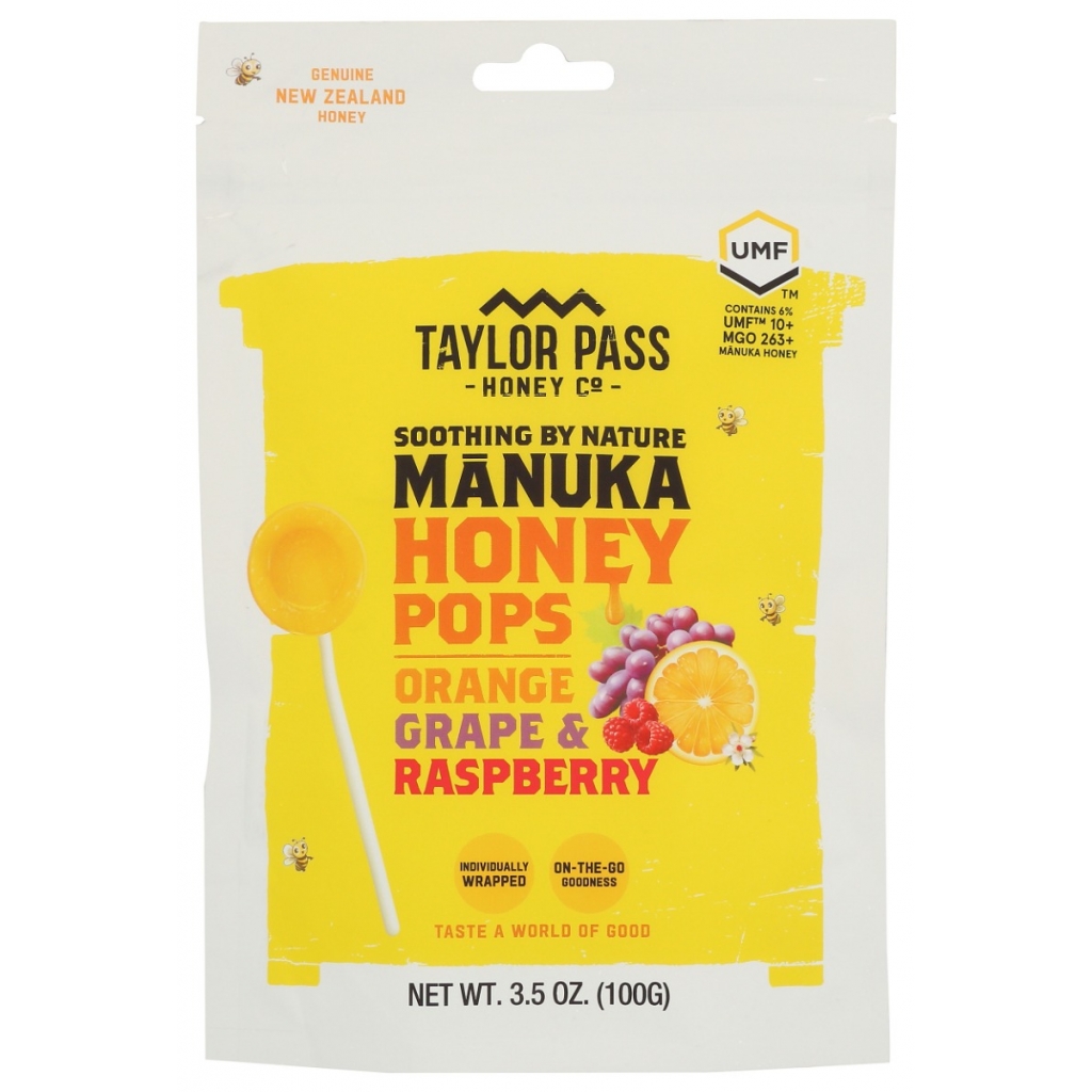 Orange Grape Raspberry Manuka Honey Pops - 3.52 oz