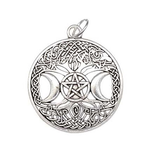 Tree of Life Triple Moon Pentagram Amulet 1 1/4"