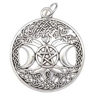 Tree of Life Triple Moon Pentagram Amulet 1 1/4"