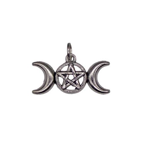 1 1/8" Triple Moon Pentagram Amulet