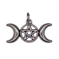 1 1/8" Triple Moon Pentagram Amulet