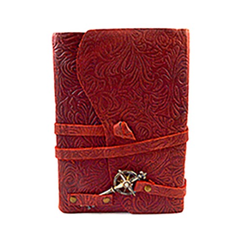 Burgundy Leather Journal with Key and Cord