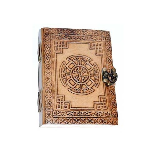 Celtic Cross Leather Journal with Latch for Notes