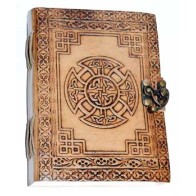 Celtic Cross Leather Journal with Latch for Notes