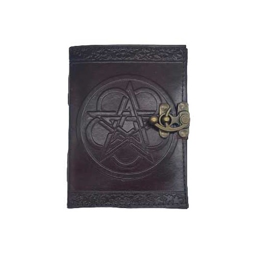 Pentagram Embossed Leather Journal with Latch for Spells