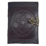 Pentagram Embossed Leather Journal with Latch for Spells