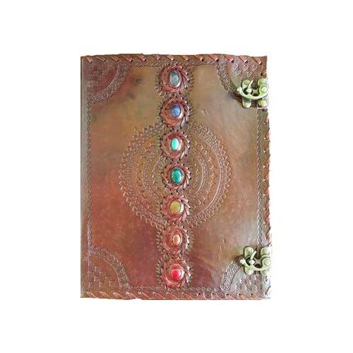 Chakra Leather Blank Book - 10" x 13" for Creativity