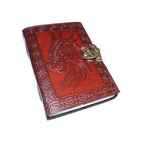 Celtic Dragon Leather Journal with Latch - 5" x 7"