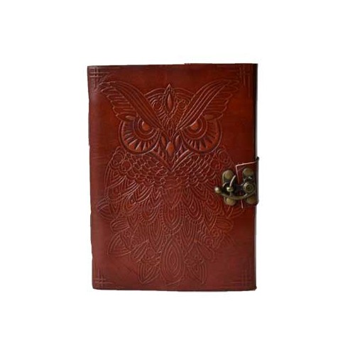 Owl Leather Blank Book for Journaling