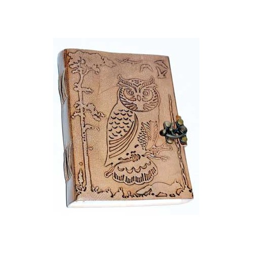 5" x 7" Owl in Jungle Leather Journal with Latch