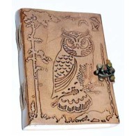 5" x 7" Owl in Jungle Leather Journal with Latch