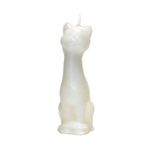 5 1/2" White Cat Candle for Luck and Purity