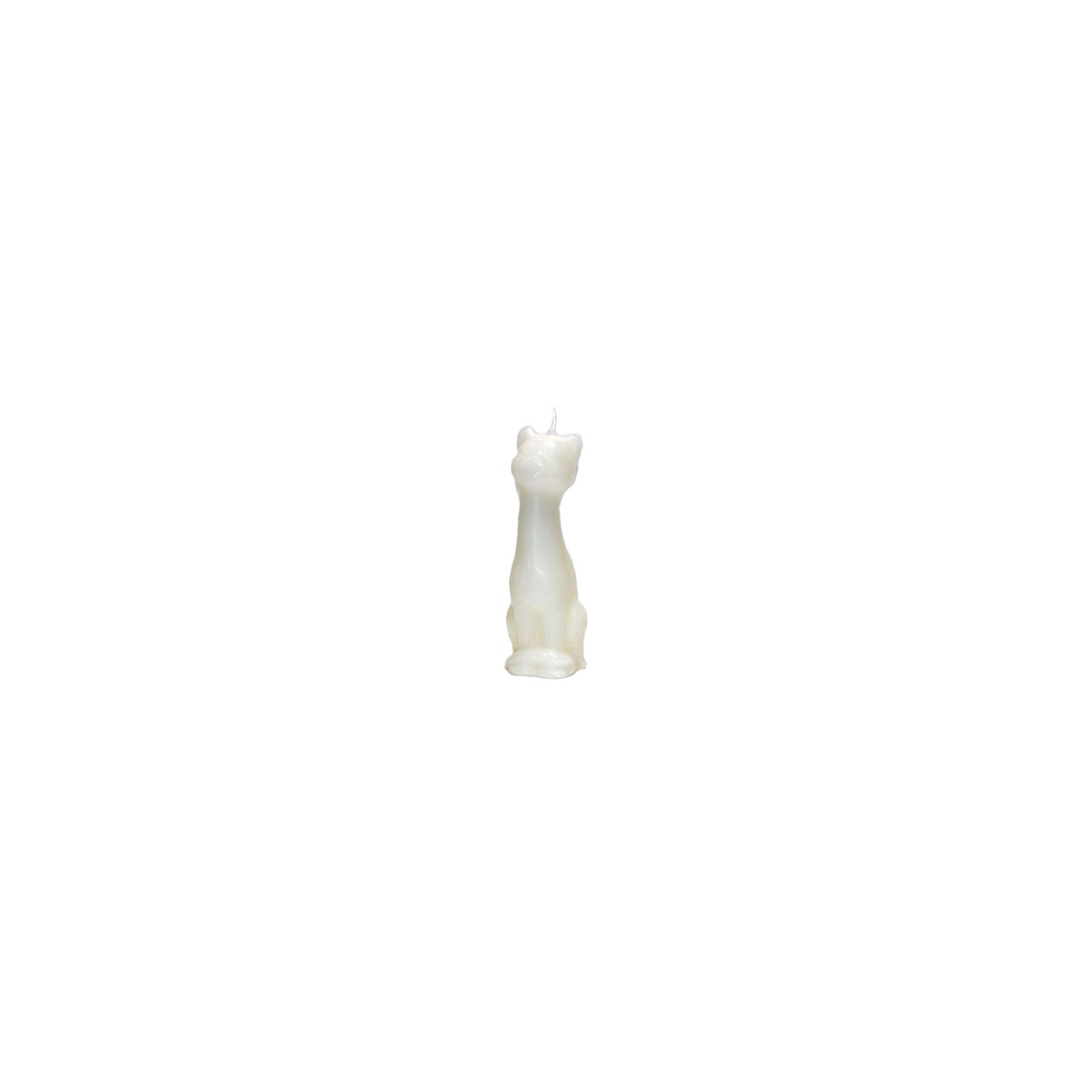 5 1/2" White Cat Candle for Luck and Purity