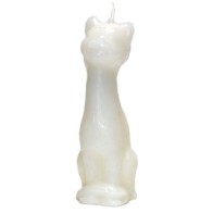 5 1/2" White Cat Candle for Luck and Purity