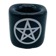 Pentagram Black Ceramic Candle Holder