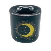 Moon & Star Black Ceramic Candle Holder