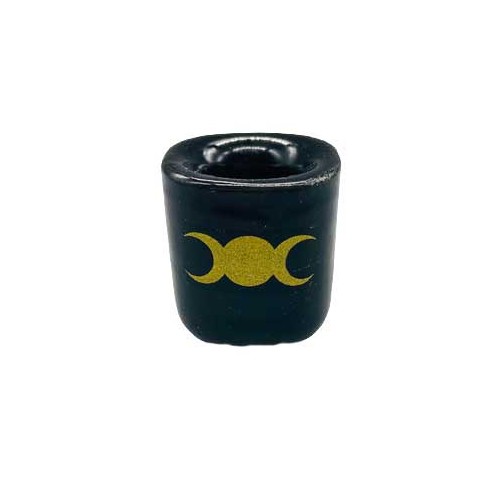 Black Ceramic Triple Moon Candle Holder