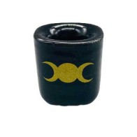 Black Ceramic Triple Moon Candle Holder