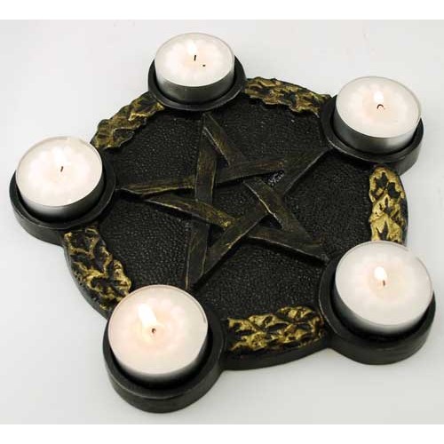 Plato de Altar para Velas con Pentagrama - Decoración Espiritual