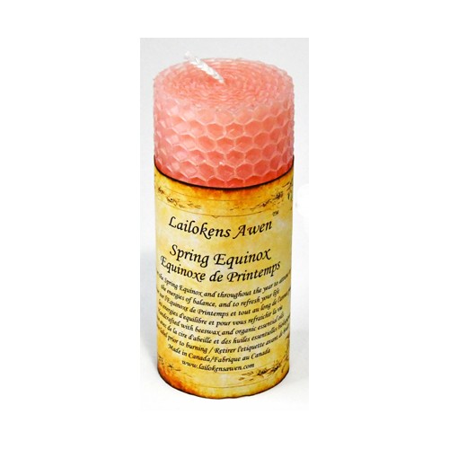 4 Inch Spring Equinox Altar Candle - Beeswax Ritual