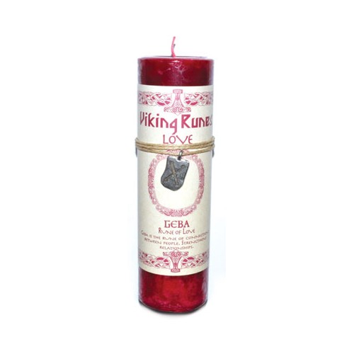 Love Pillar Candle with Geba Rune for Connection and Love