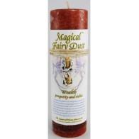 Wealth Pillar Candle with Fairy Dust Amulet for Prosperity