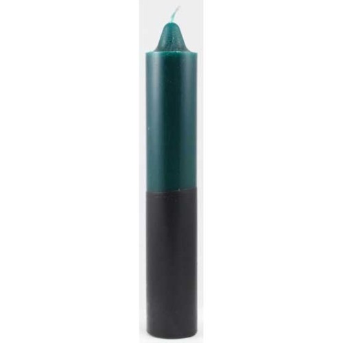 9-Inch Green and Black Pillar Candle for Rituals