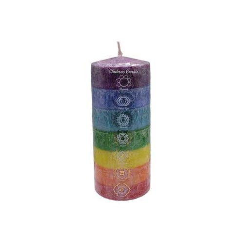 Vela Pilar 7 Chakras de 3 x 6 Pulgadas para Meditación