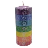 3 x 6 Inch 7 Chakra Pillar Candle for Meditation