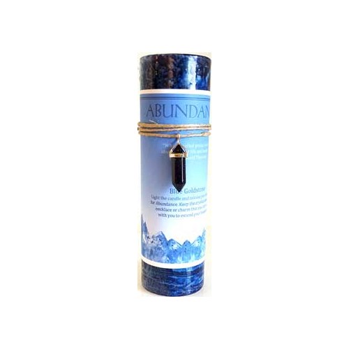 Abundance Pillar Candle with Blue Goldstone Pendant