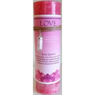 Love Pillar Candle with Rose Quartz Charm