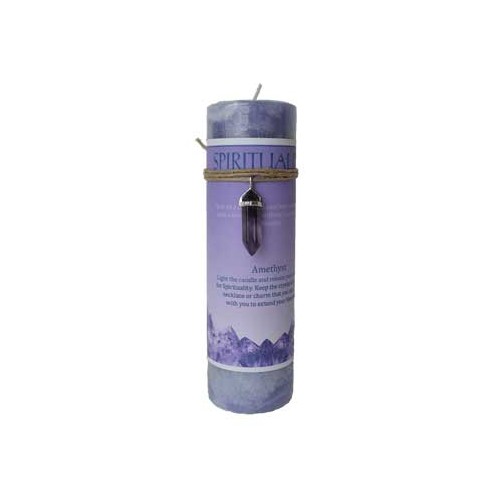 Spirituality Pillar Candle with Amethyst