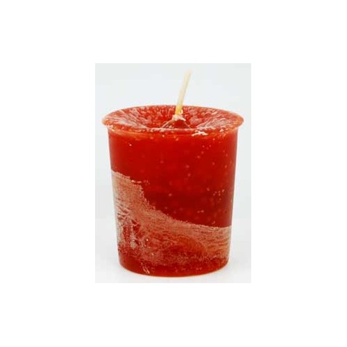 House Warming Herbal Votive Candle Red Brown