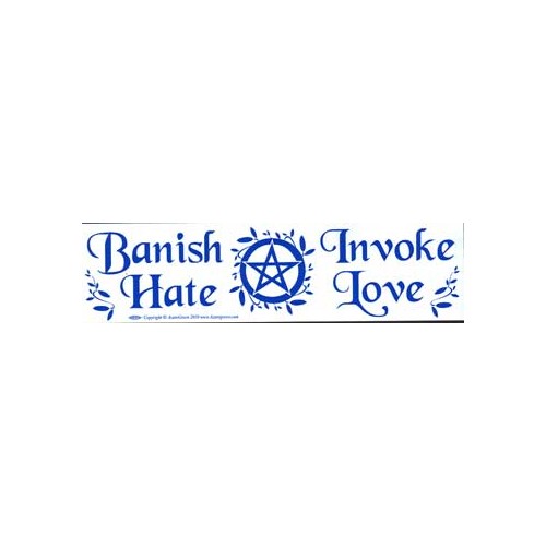 Banish Hate Invoke Love Bumper Sticker - Pentagram Design