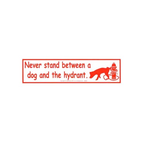 Never Stand Between a Dog and the Hydrant Bumper Sticker