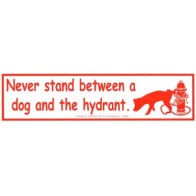 Never Stand Between a Dog and the Hydrant Bumper Sticker