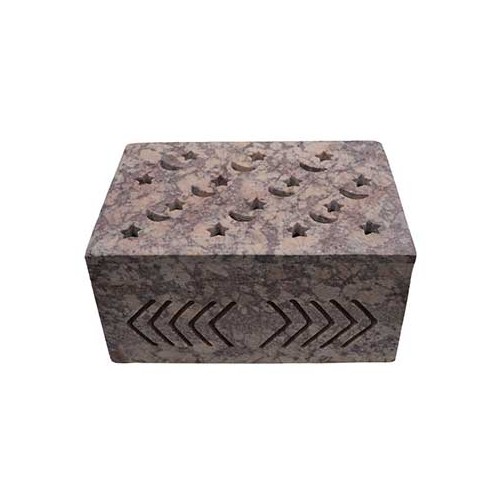 Caja de Piedra Jabonosa Estrella y Luna para Almacenamiento Sagrado