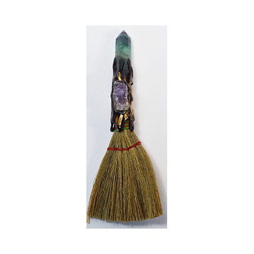 7 inch Amethyst W Crystal Broom