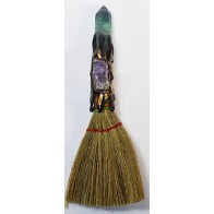 7 inch Amethyst W Crystal Broom